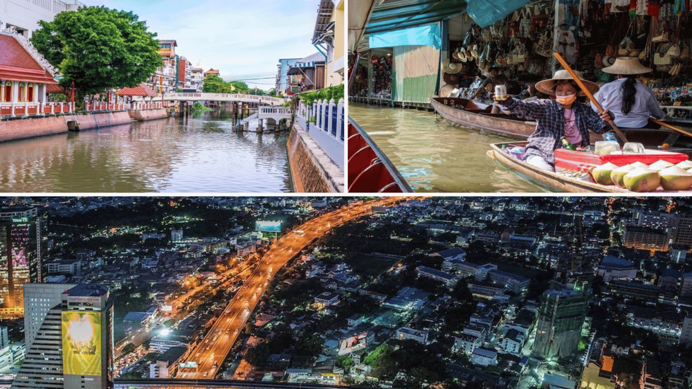 Bangkok halpiac munkásai, fentről Bangkok városa