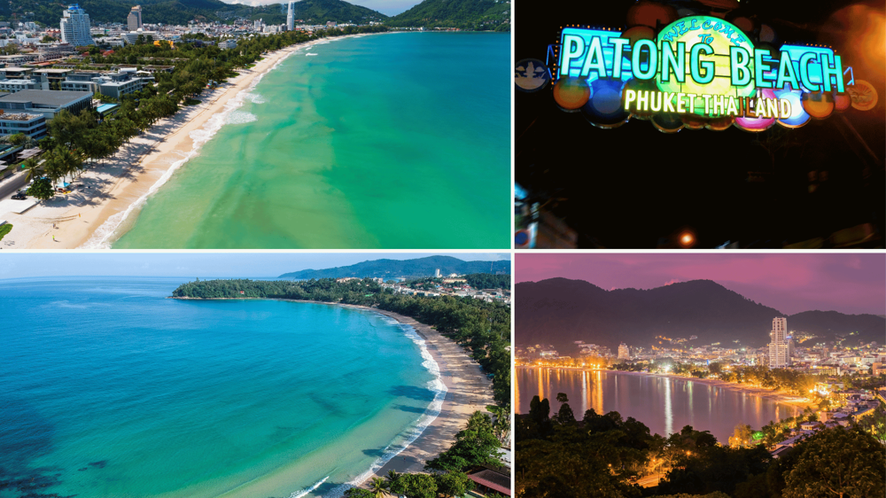 Patong éjszakai és napali élete, kék tenger és éjjeli város