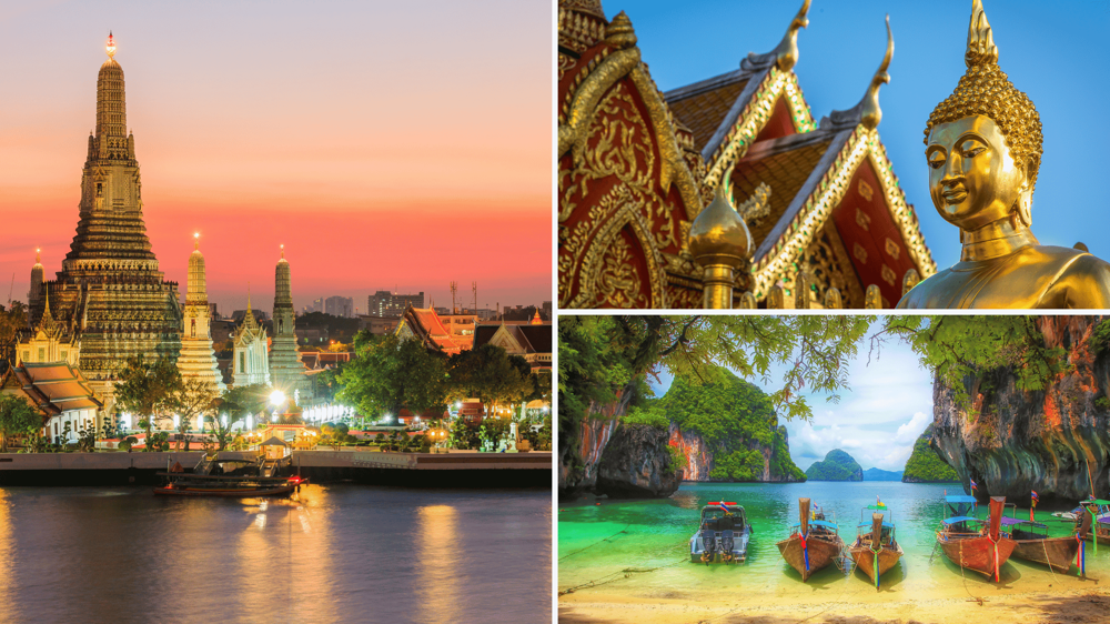Thaiföld gyönyörű épületei, buddha szobor