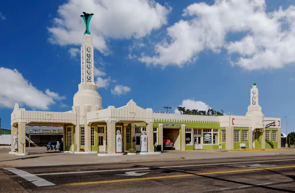 route 66 shamrock texas conoco u-drop inn 66-os út art deco