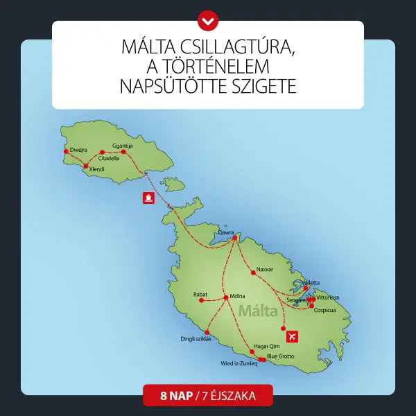 Málta csillagtúra - A történelem napsütötte szigete Málta csillagtúra - A történelem napsütötte szigete 8 nap / 7 éj kép