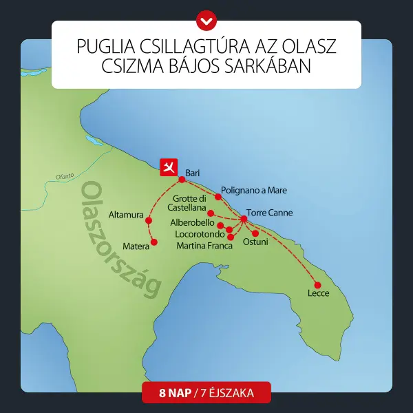 Puglia csillagtúra az olasz csizma bájos sarkában 8 nap / 7 éj kép