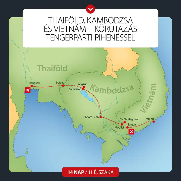 Thaiföld, Kambodzsa és Vietnam - körutazás tengerparti pihenéssel 14 nap / 11 éj kép