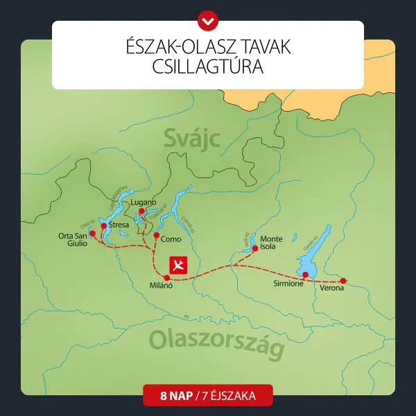 Észak-olasz tavak csillagtúra 8 nap / 7 éj kép