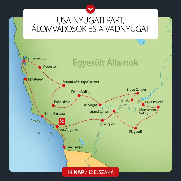 USA Nyugati-part körutazás 14 nap / 12 éj 1. kép