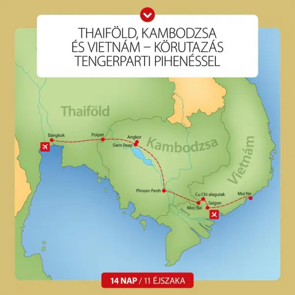 Thaiföld, Vietnám és Kambodzsa körutazás tengerparti pihenéssel 1. kép